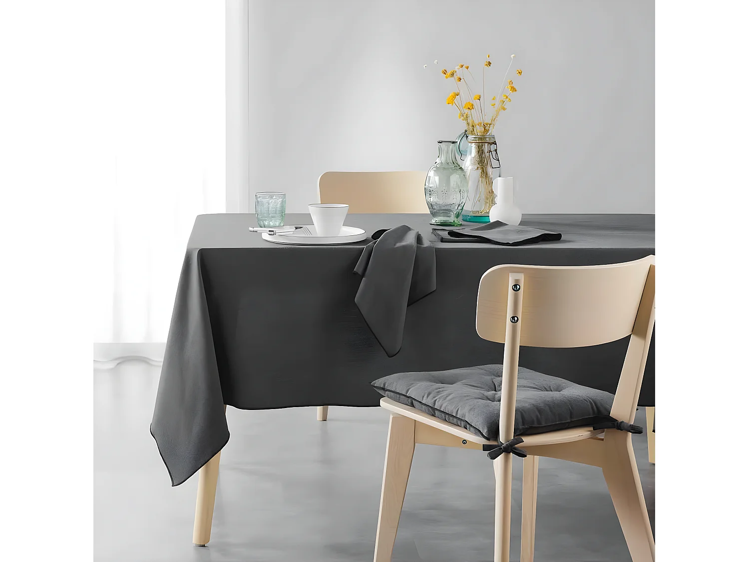 Lot de 3 Serviettes de Table "Mistraline" 40x40cm Anthracite