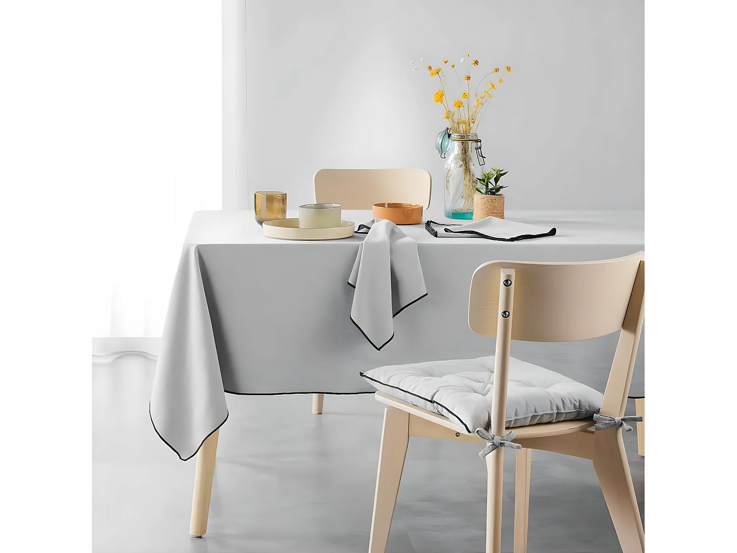 Lot de 3 Serviettes de Table "Mistraline" 40x40cm Gris Chiné