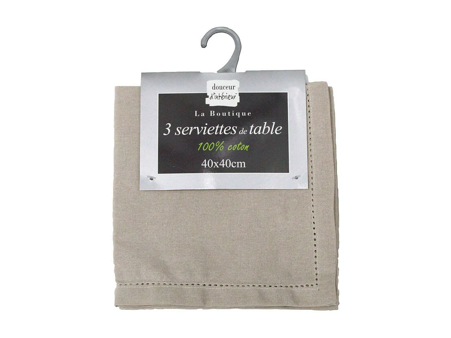 Lot de 3 Serviettes de Table "Charline" 40x40cm Lin