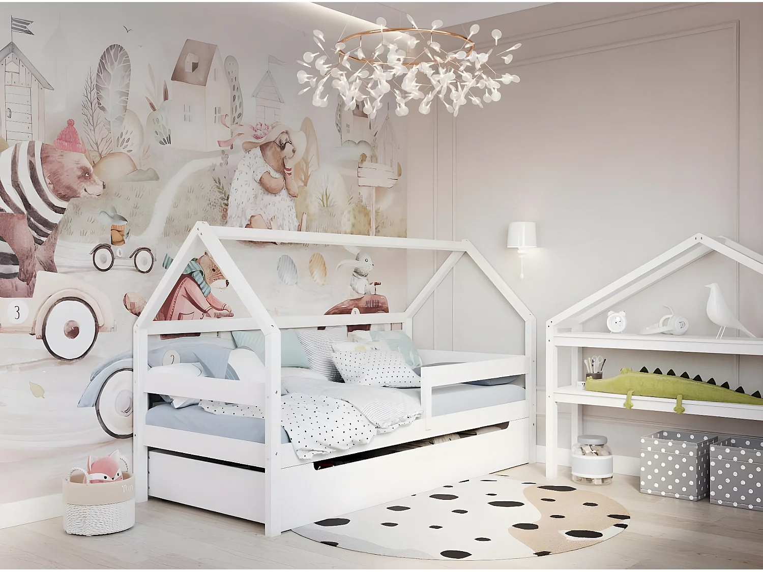 Lit Cabane SOLE HB005 97x211x134 Blanc