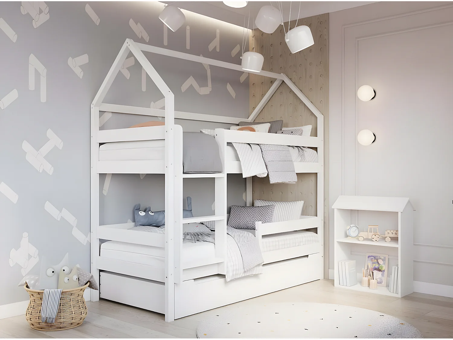 Lit Cabane EDEN HB005 97x211x134 Blanc