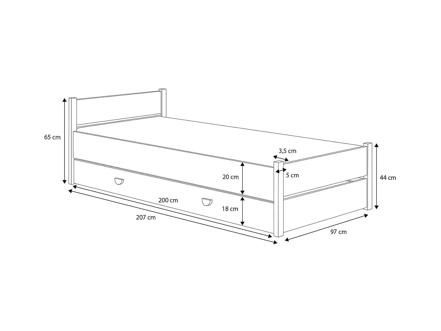 Lit Enfant MARCEL KSB005 97x207x65 Blanc