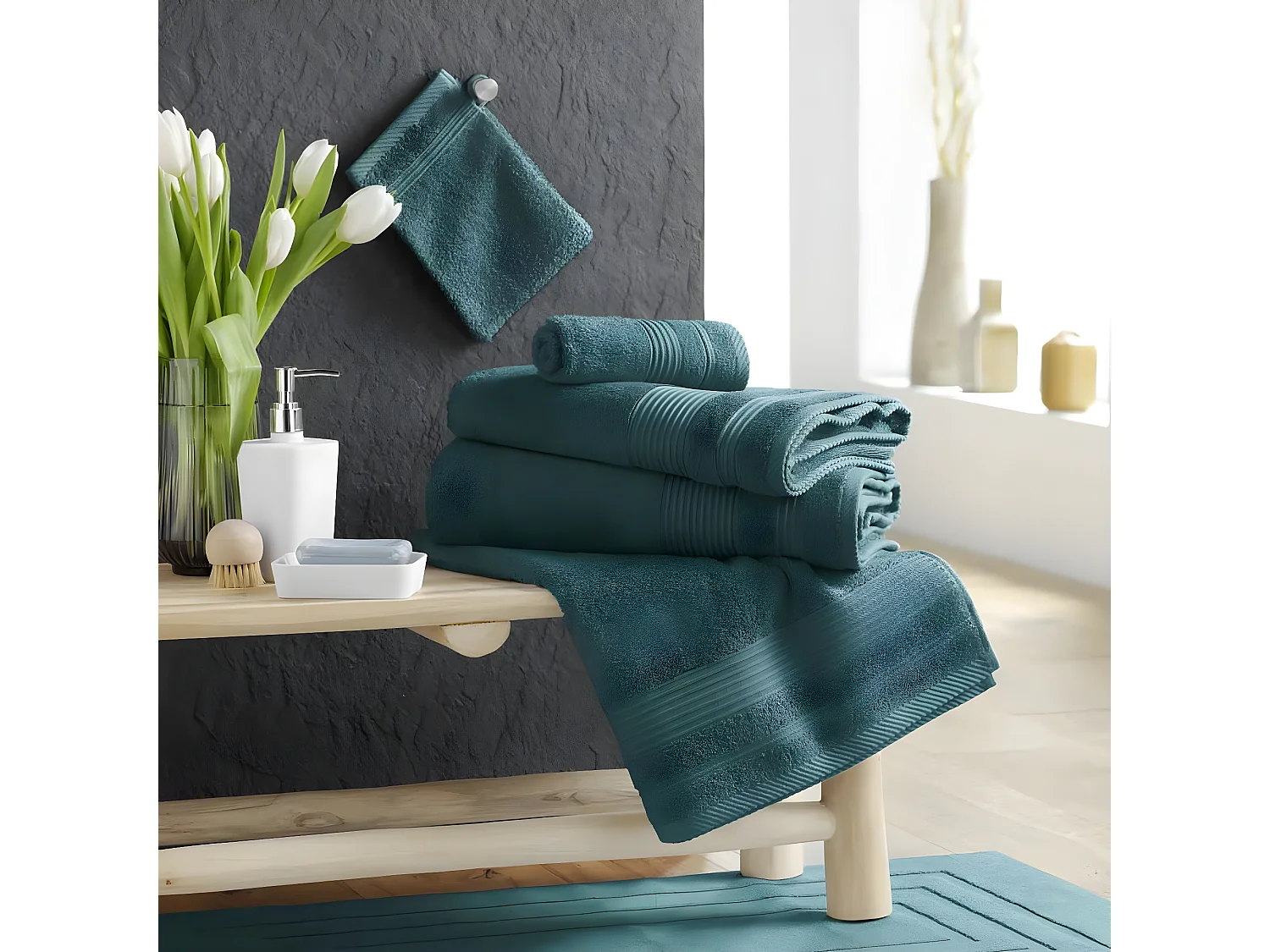 Serviette de Toilette "Tendresse" 50x90cm Émeraude