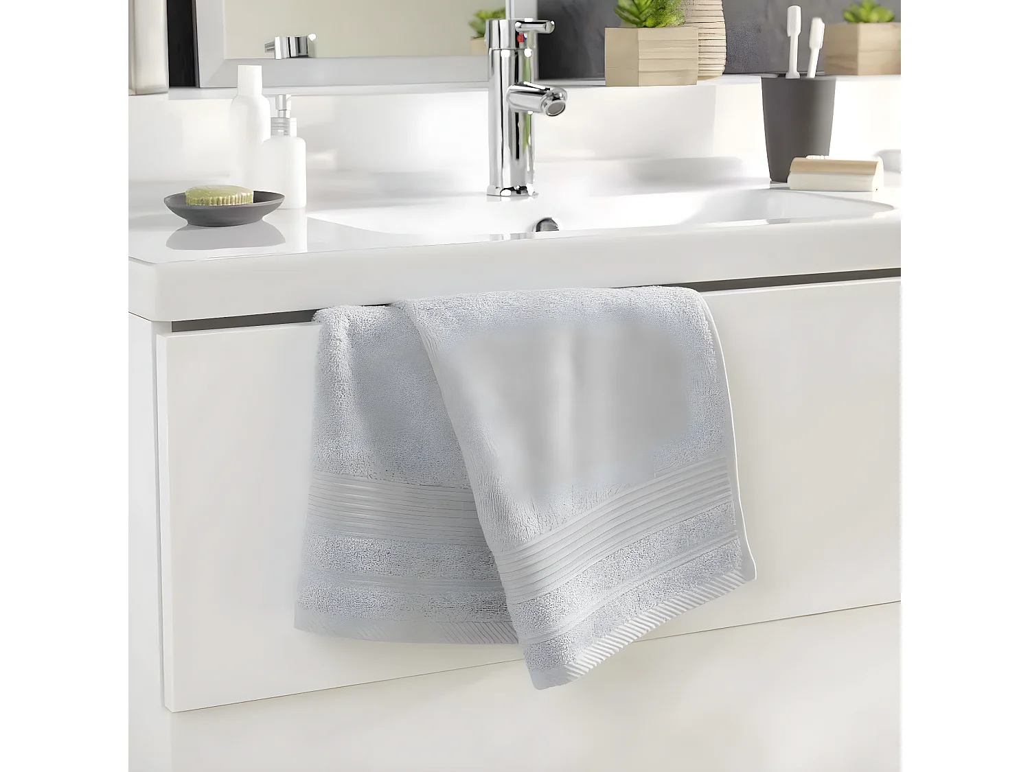 Serviette de Toilette "Tendresse" 50x90cm Gris Perle