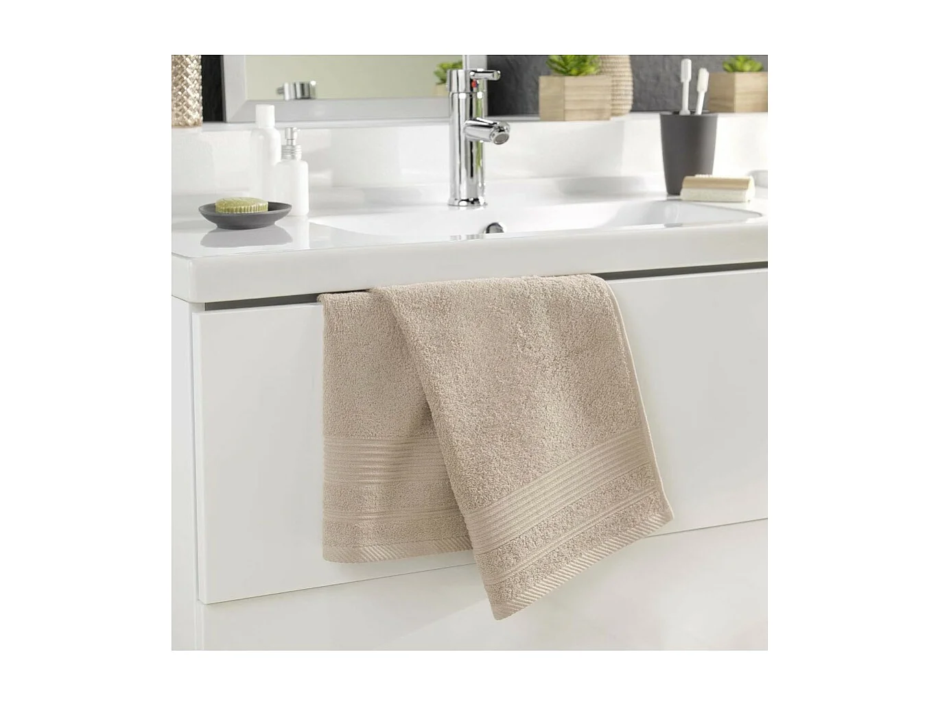 Serviette de Toilette "Tendresse" 50x90cm Taupe