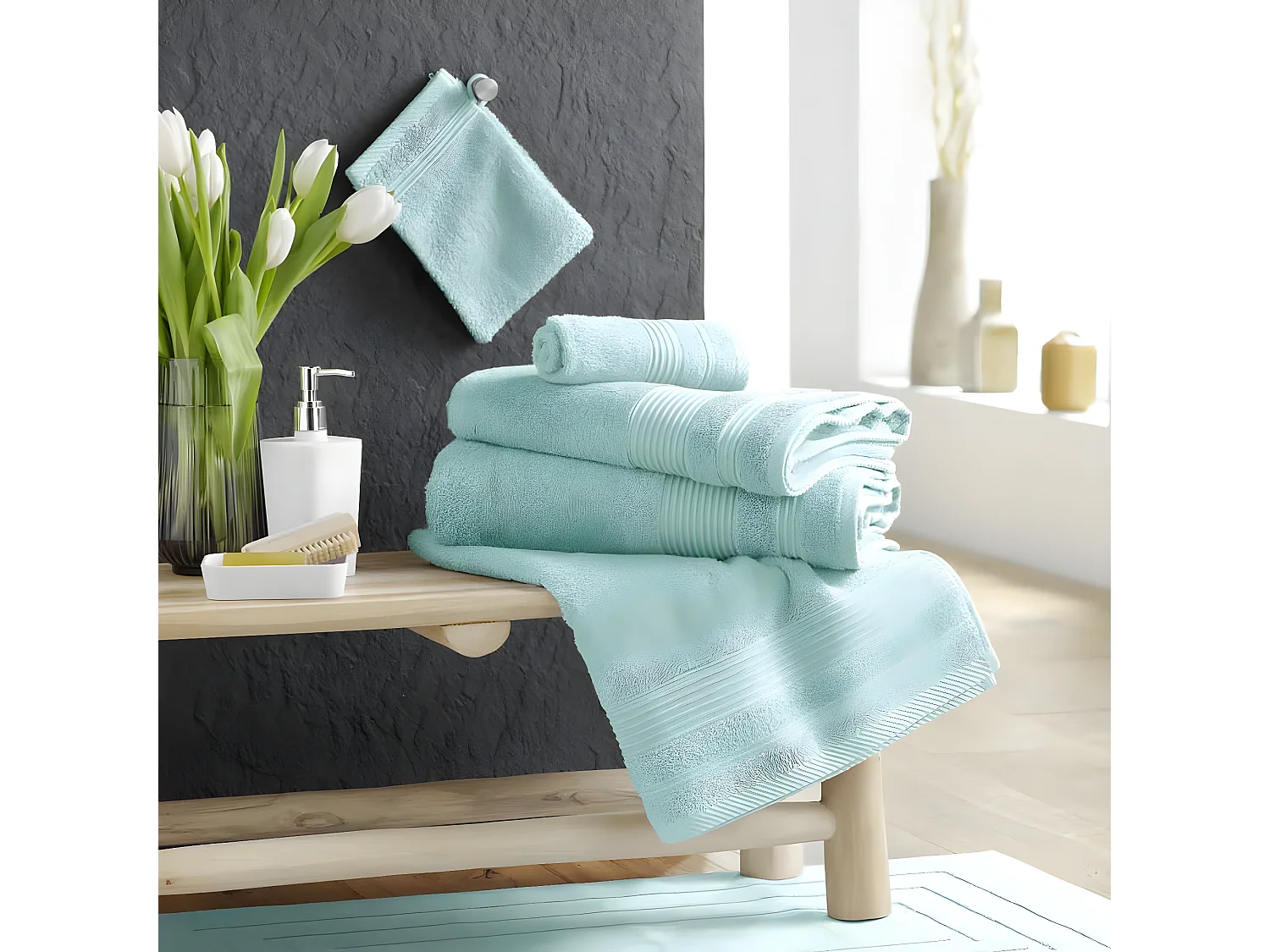 Serviette de Toilette "Tendresse" 50x90cm Céladon