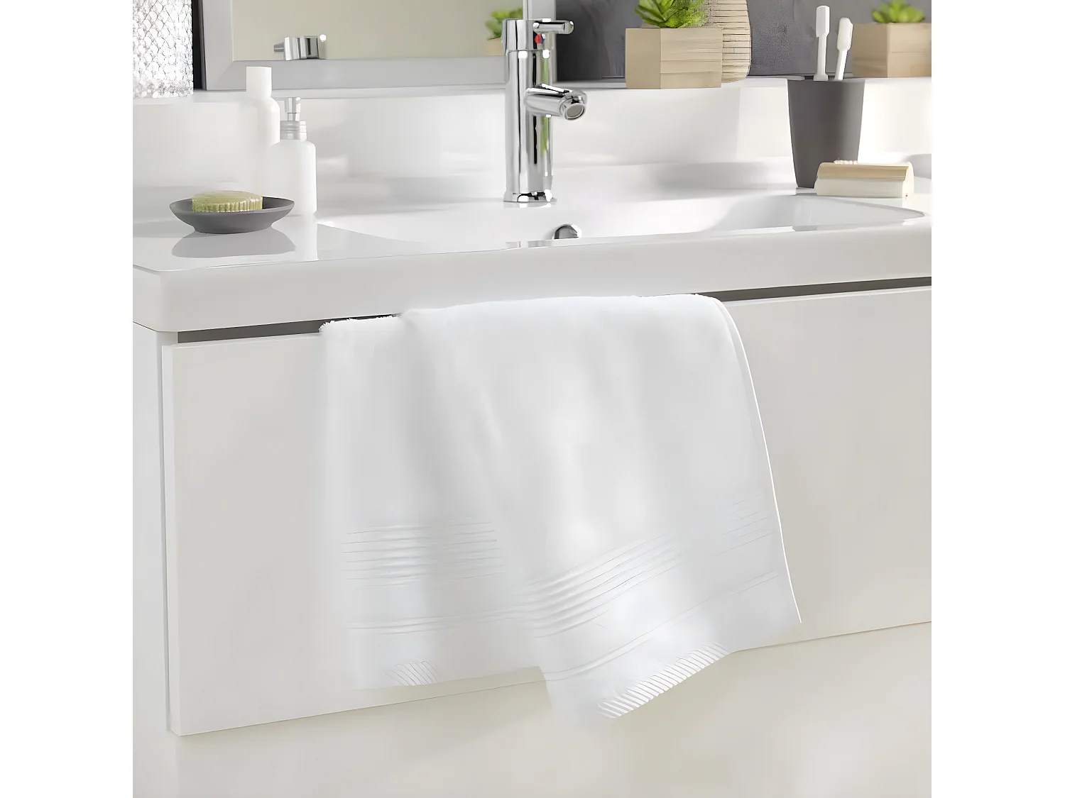 Serviette de Toilette "Tendresse" 50x90cm Blanc