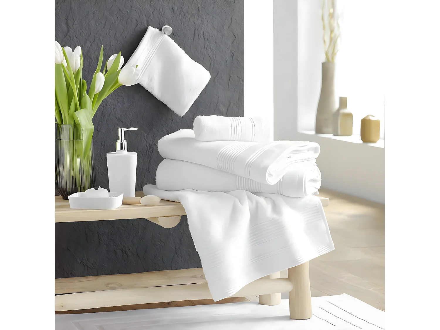 Serviette de Toilette "Tendresse" 50x90cm Blanc