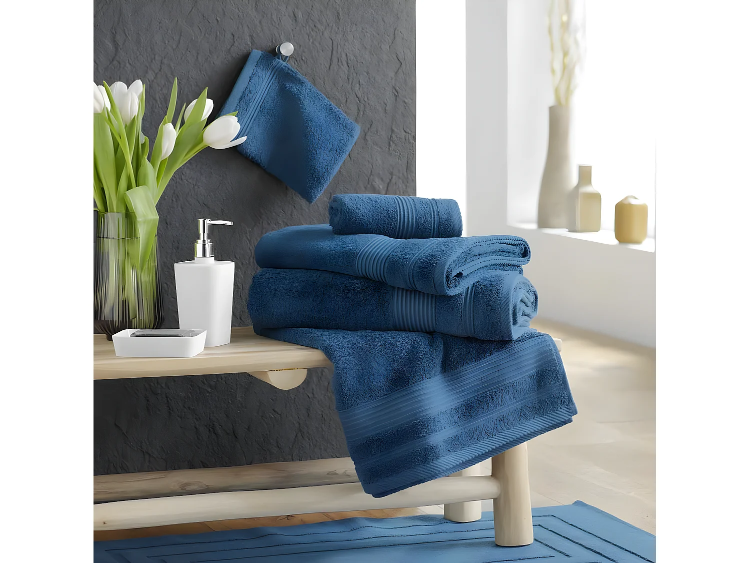 Serviette de Toilette "Tendresse" 50x90cm Saphir