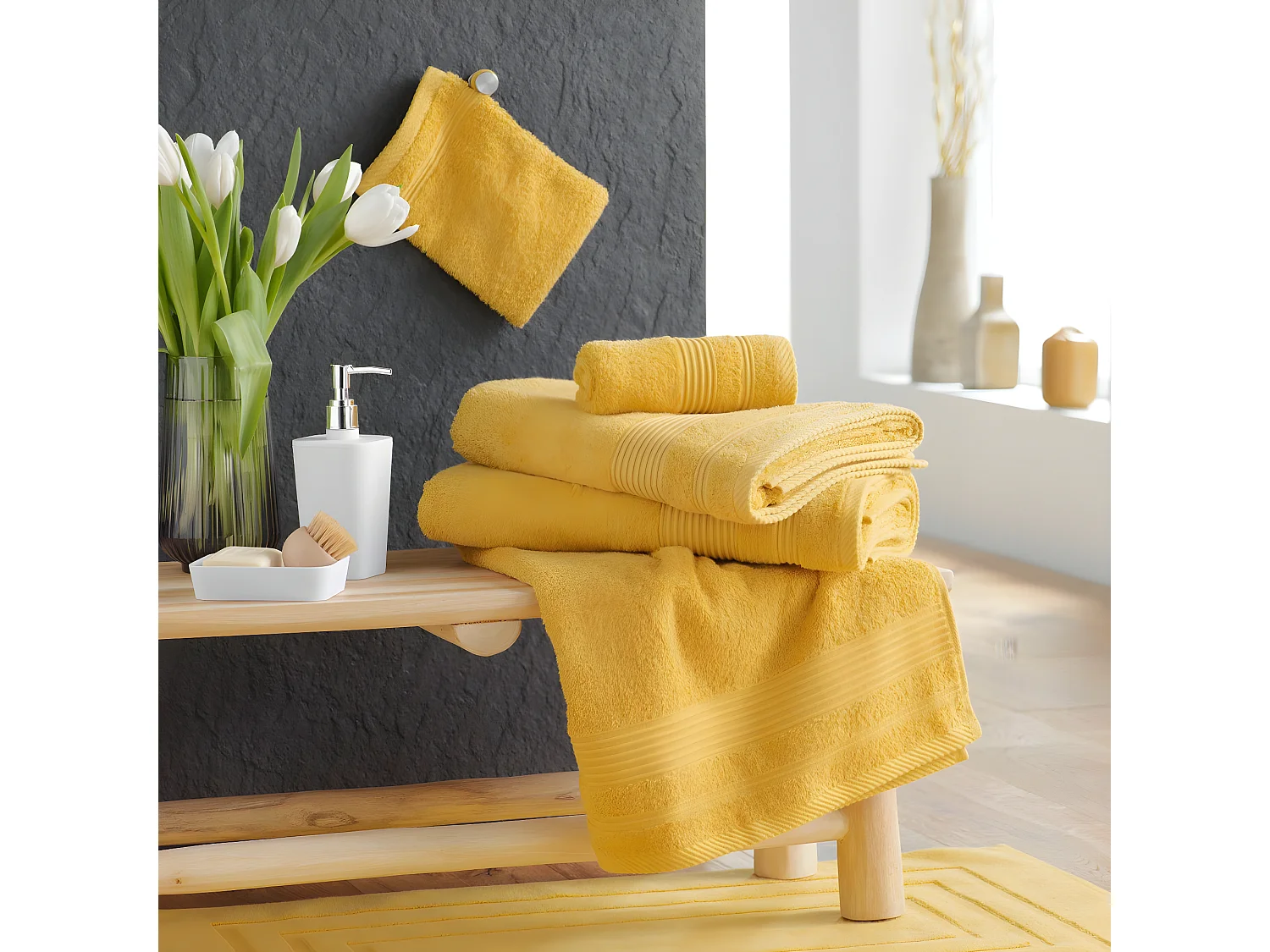 Serviette de Toilette "Tendresse" 50x90cm Mimosa