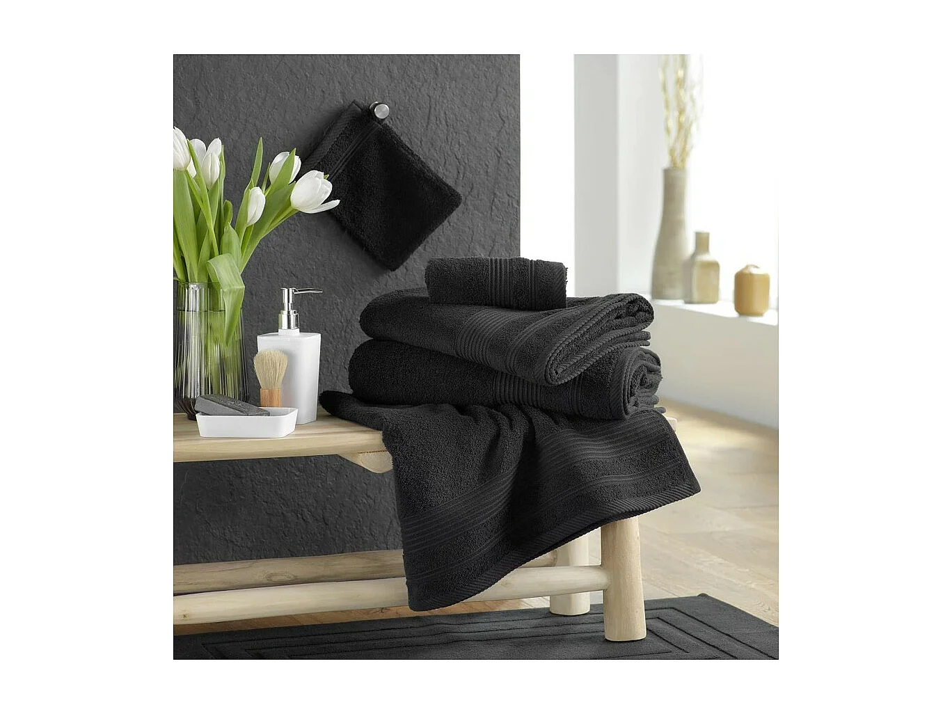 Serviette de Toilette "Tendresse" 50x90cm Noir