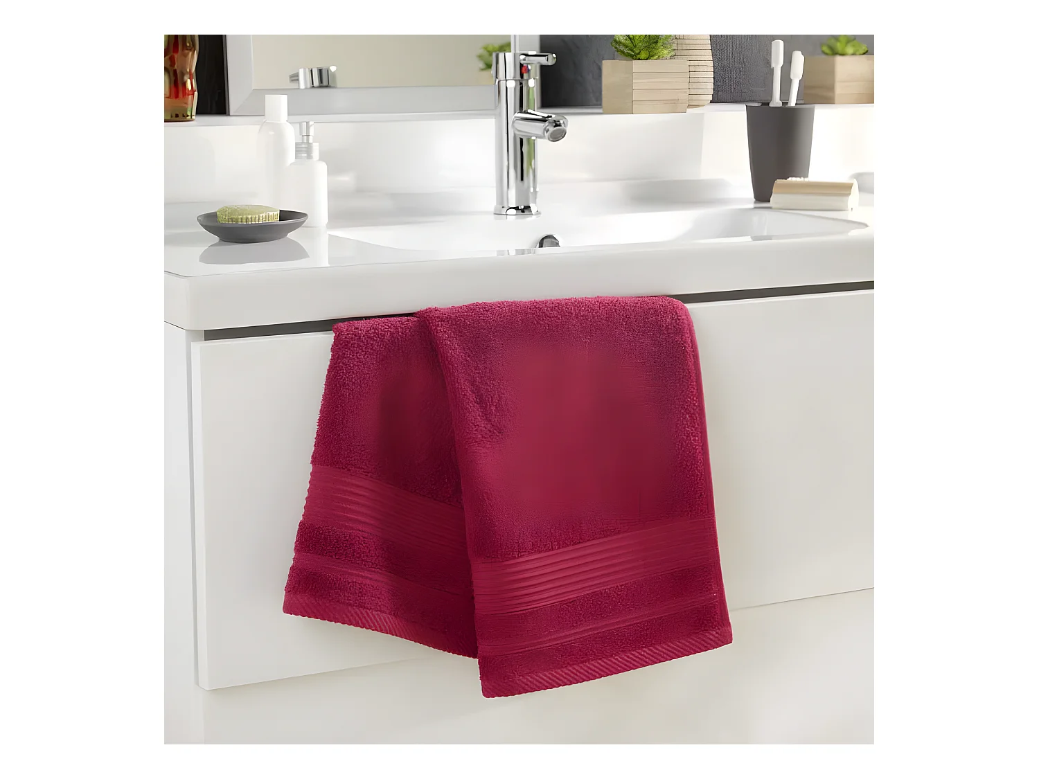 Serviette de Toilette "Tendresse" 50x90cm Rubis