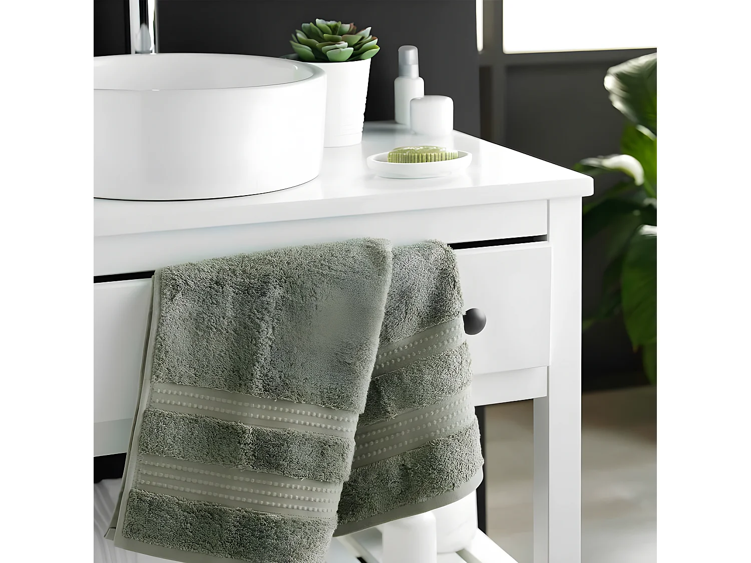 Serviette de Toilette "Excellence" 50x90cm Vert Sauge