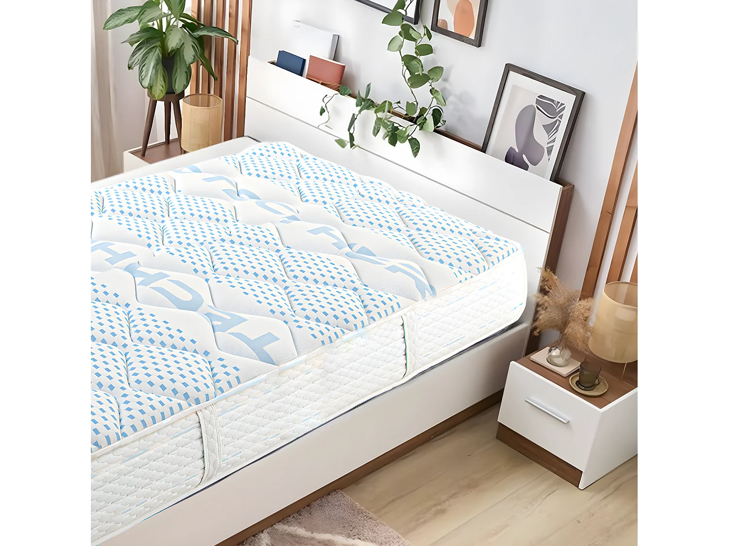 Matelas réversible NELA en mousse 90 x 190 cm, avec face été/hiver, mémoire de forme, ferme, indépendance du couchage - épaisseur 24 cm