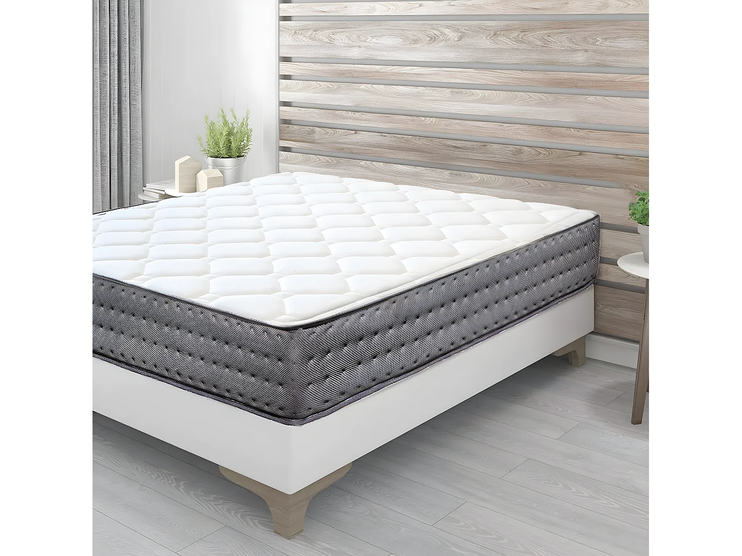 Matelas réversible Queen Size SONIA en mousse 3D, avec face été/ hiver, indépendance du couchage, mémoire de forme - 160 X 200 X 20 cm