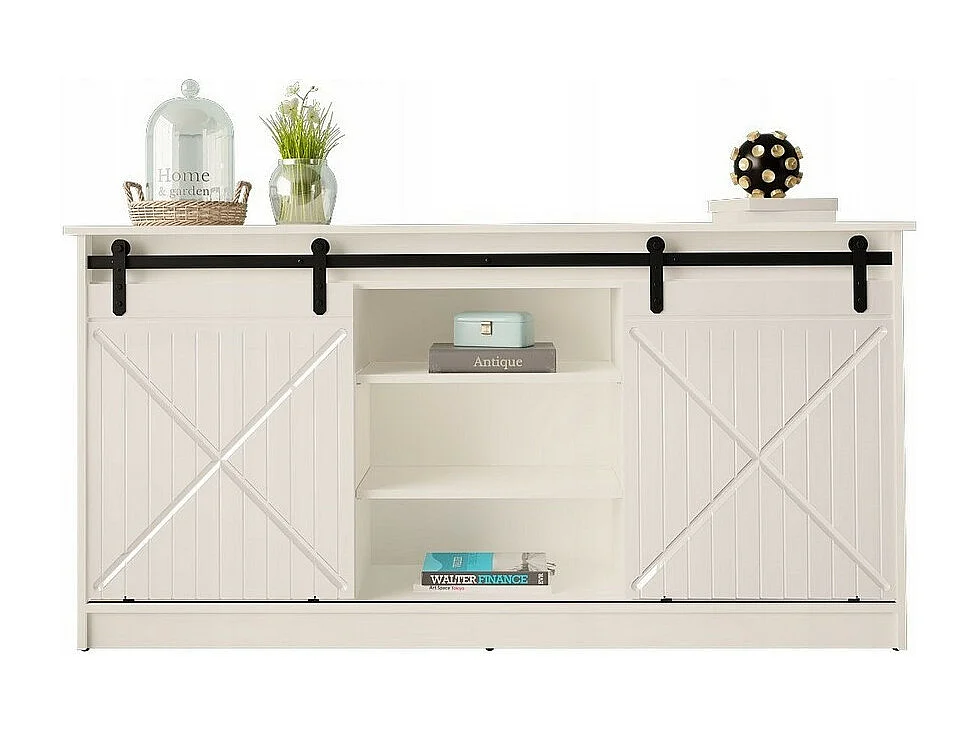 Credenza design Hexa bianca con ante scorrevoli 160 cm