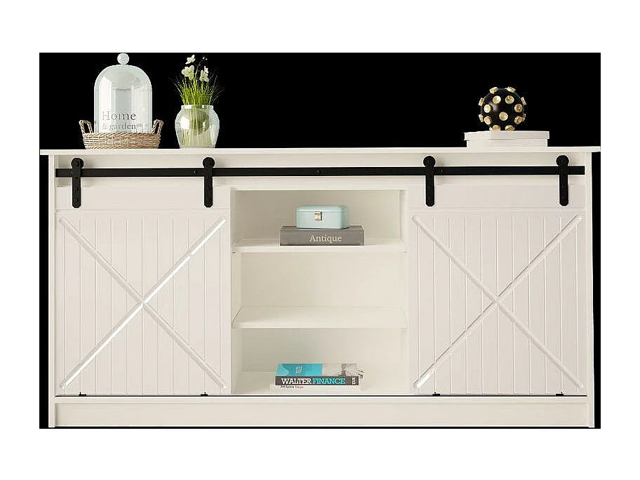 Credenza design Hexa bianca con ante scorrevoli 160 cm