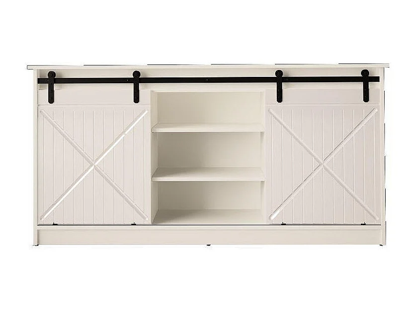 Buffet design blanc portes coulissantes 160 cm Hexa