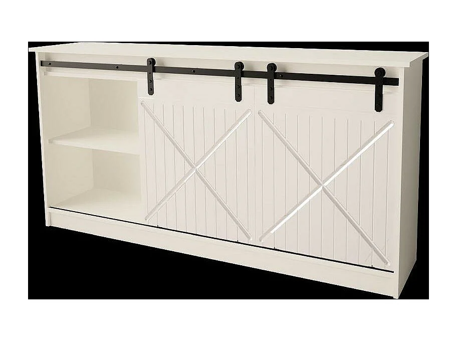 Buffet design blanc portes coulissantes 160 cm Hexa