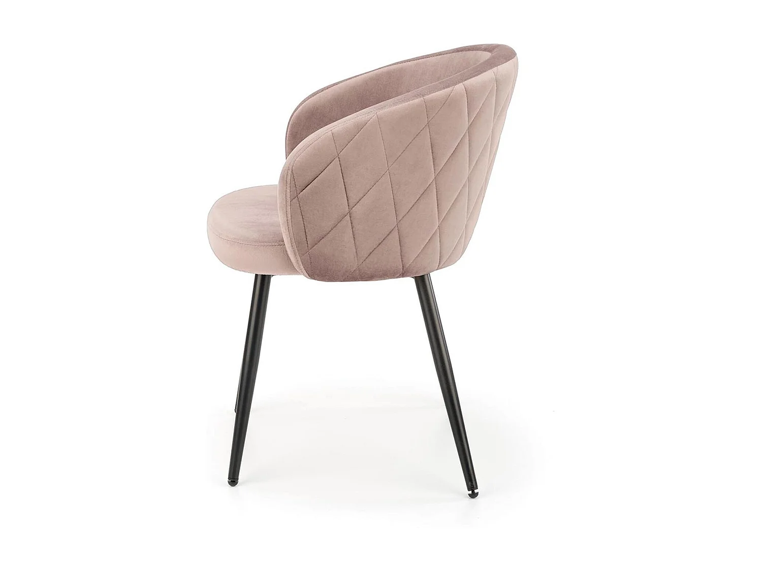 Chaise en velours beige avec dossier arrondi et pieds en métal noir Erika