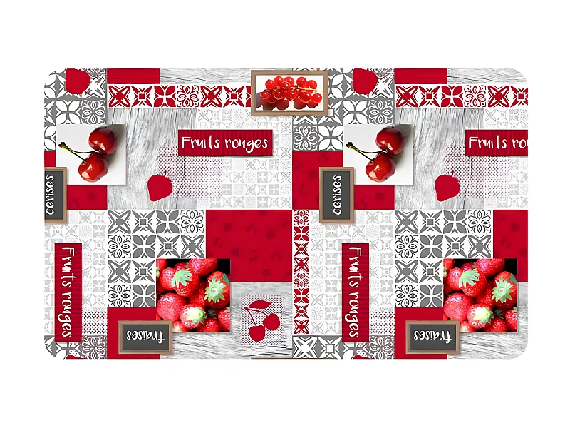 Tapis Déco Imprimé "Fraisia" 45x75cm Rouge
