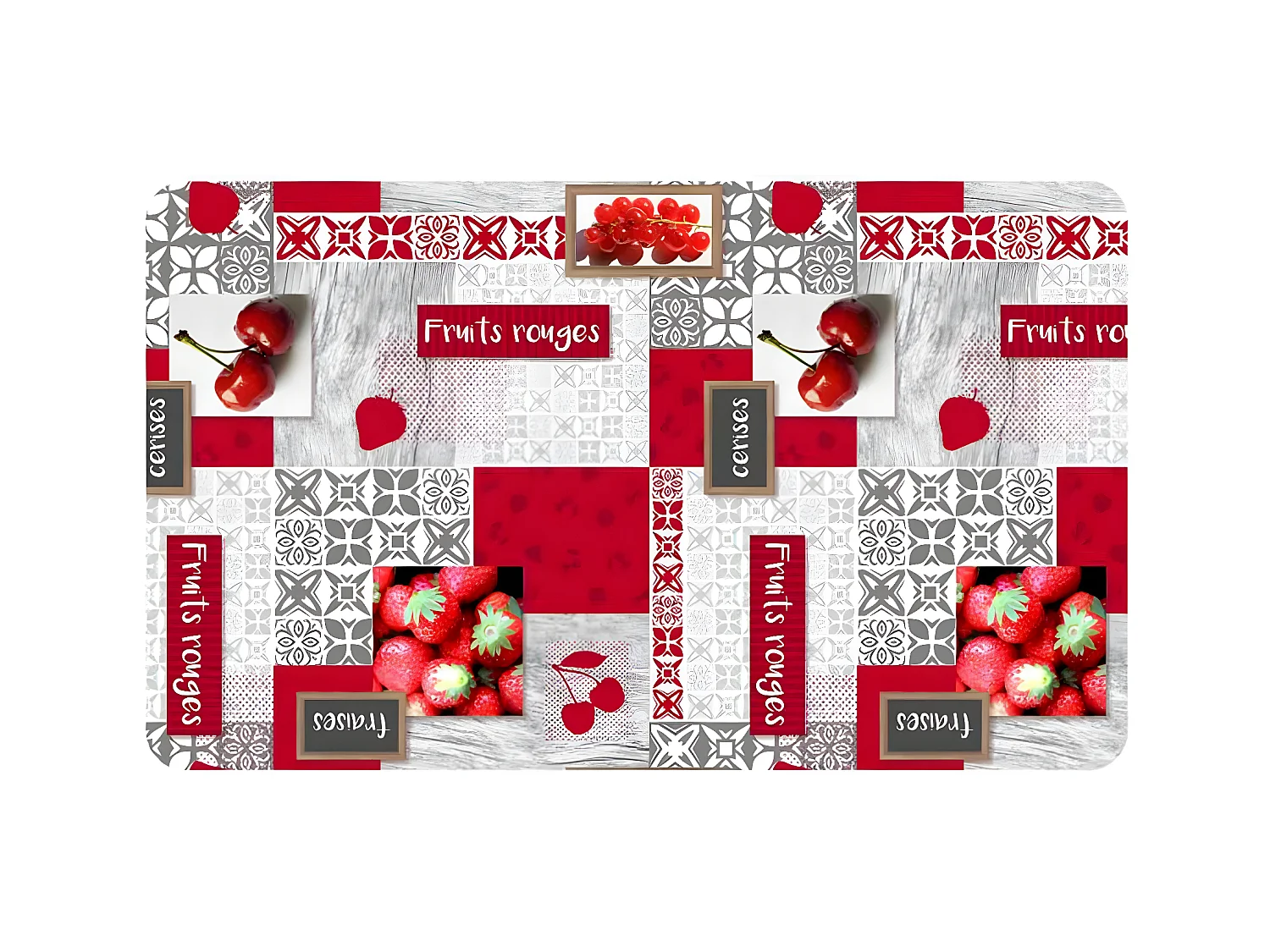 Tapis Déco Imprimé "Fraisia" 45x75cm Rouge
