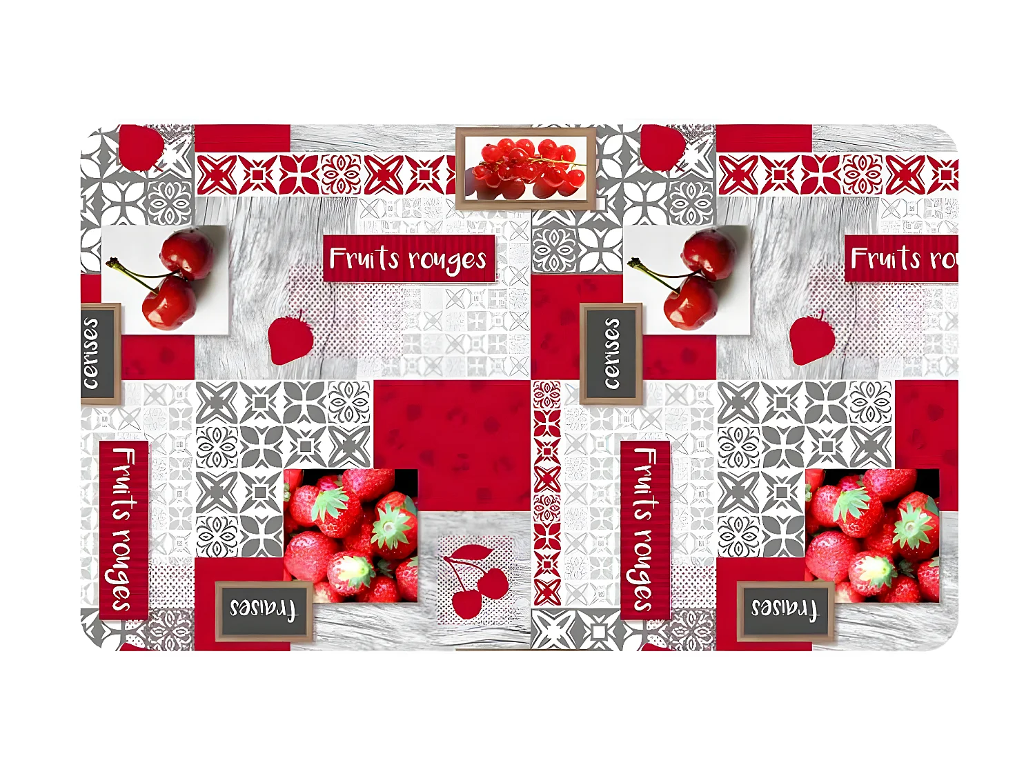 Tapis Déco Imprimé "Fraisia" 45x75cm Rouge