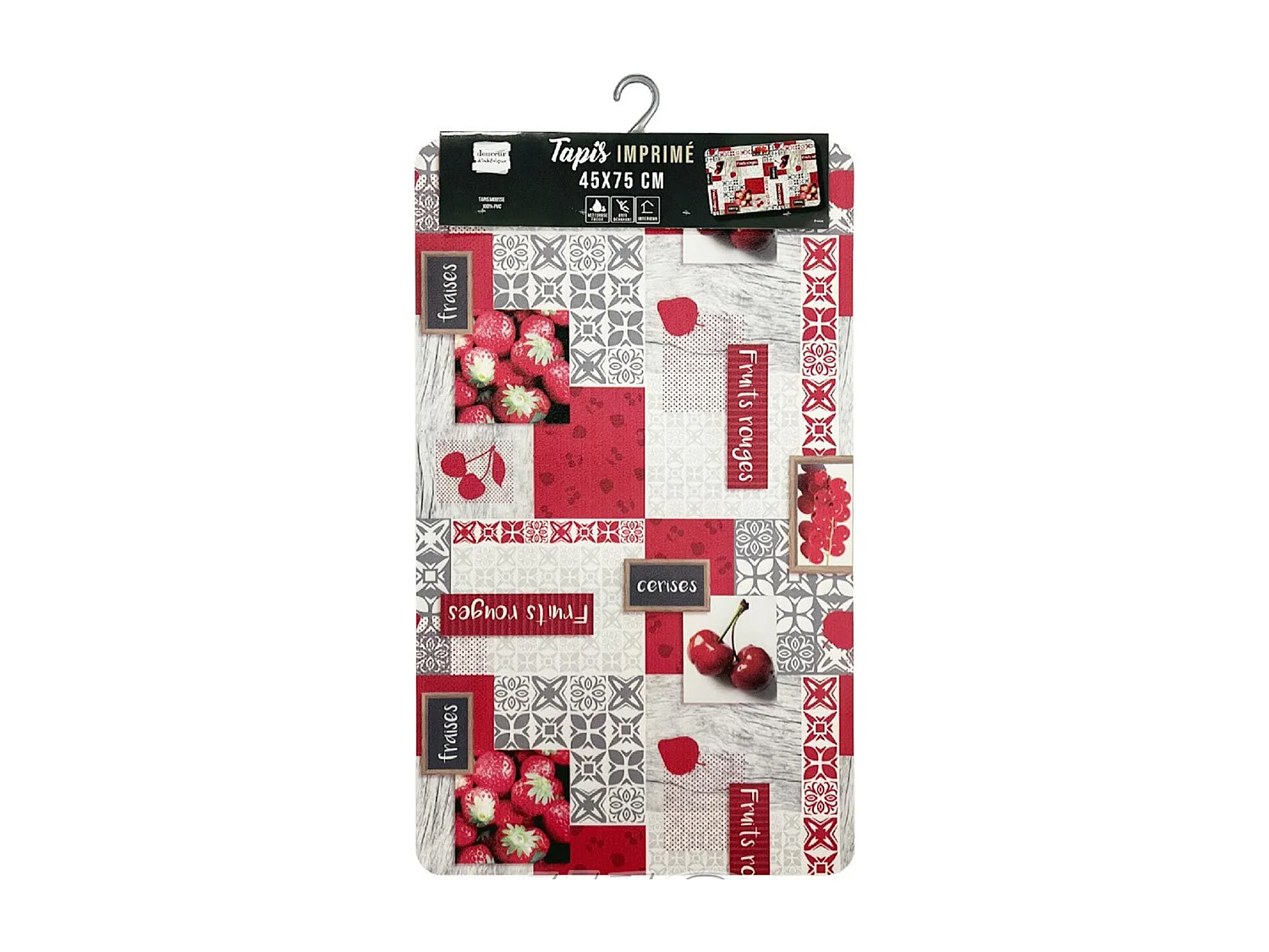 Tapis Déco Imprimé "Fraisia" 45x75cm Rouge