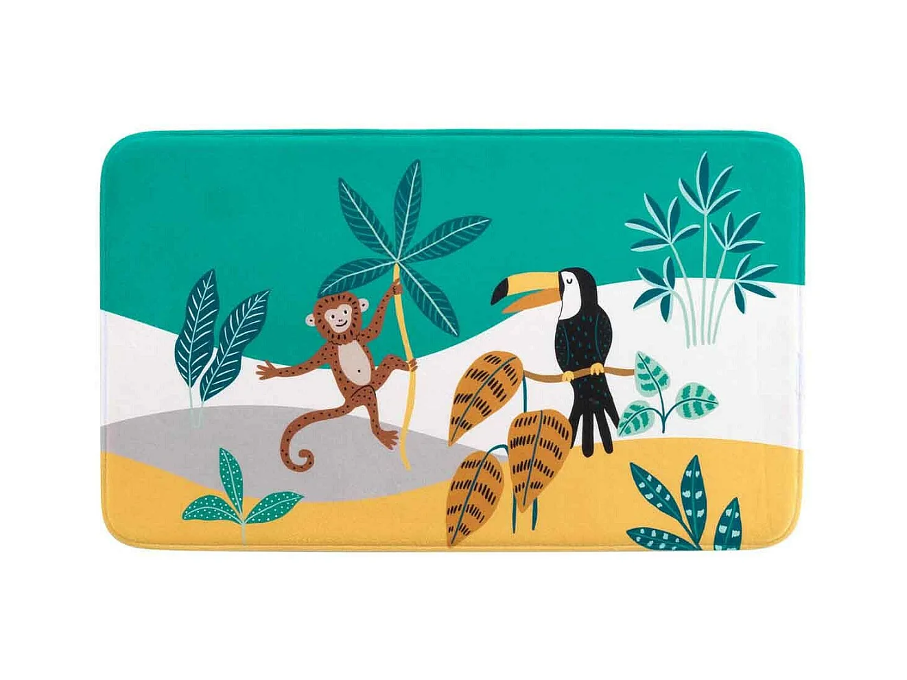 Tapis Enfant Imprimé "Jungle Story" 45x75cm Vert