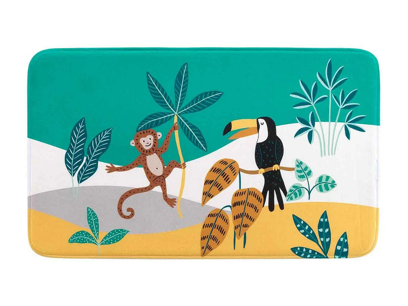 Tapis Enfant Imprimé "Jungle Story" 45x75cm Vert