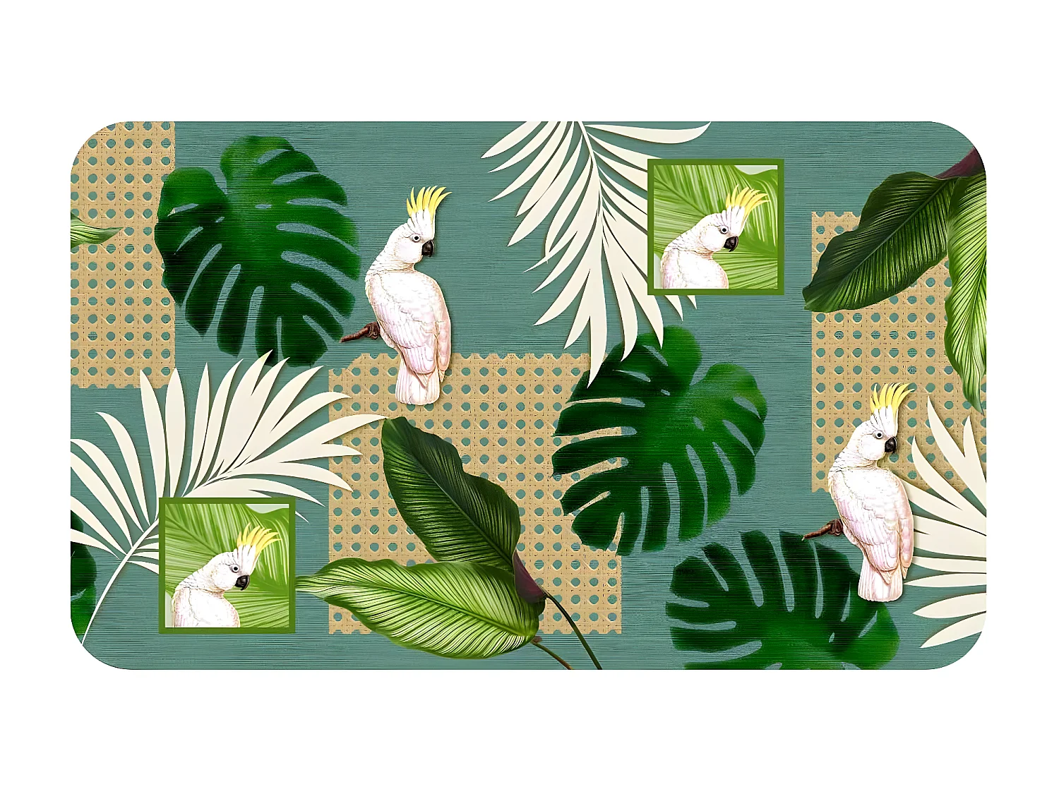 Tapis Imprimé "Cacatoes" 45x75cm Vert