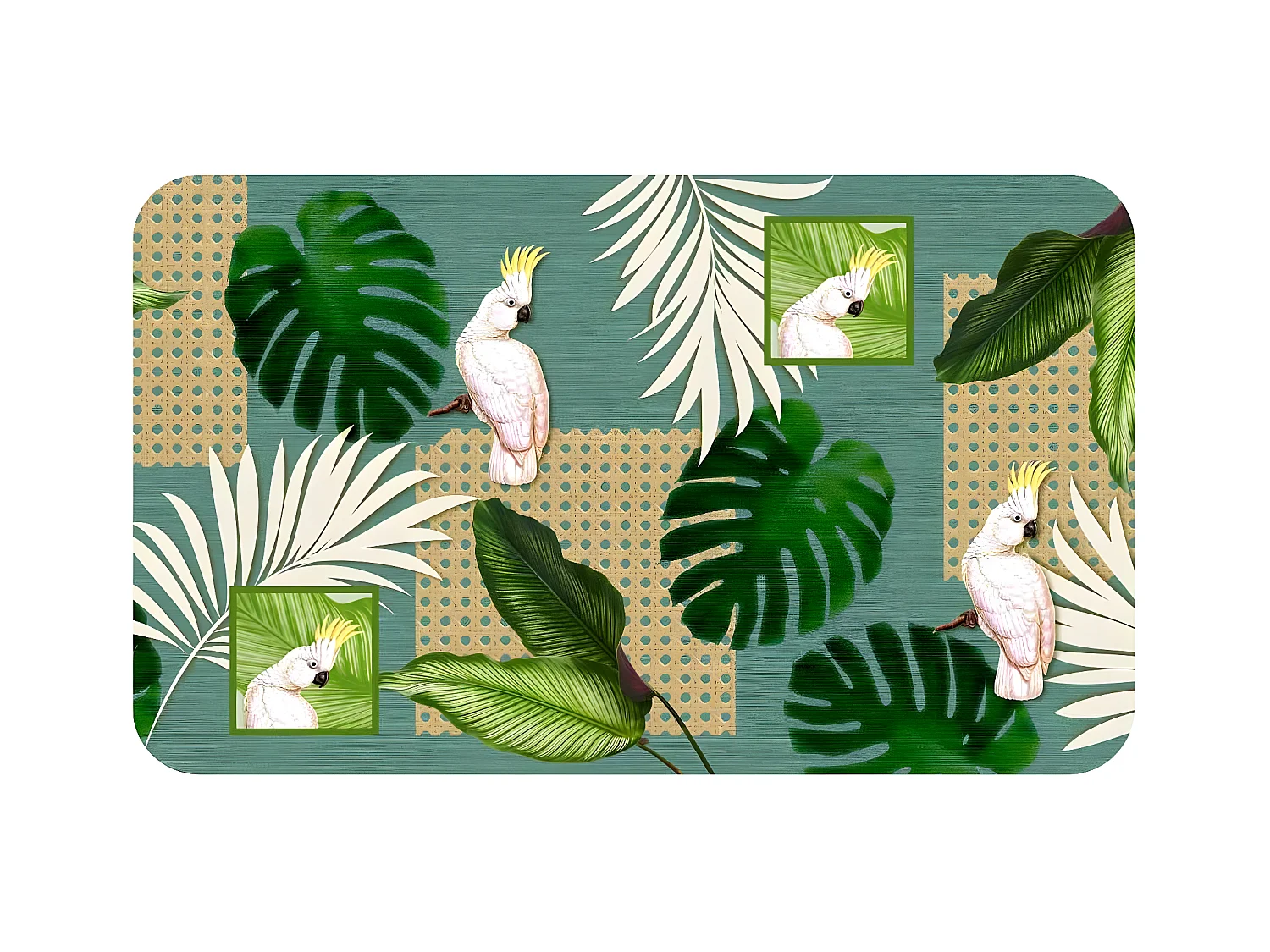 Tapis Imprimé "Cacatoes" 45x75cm Vert