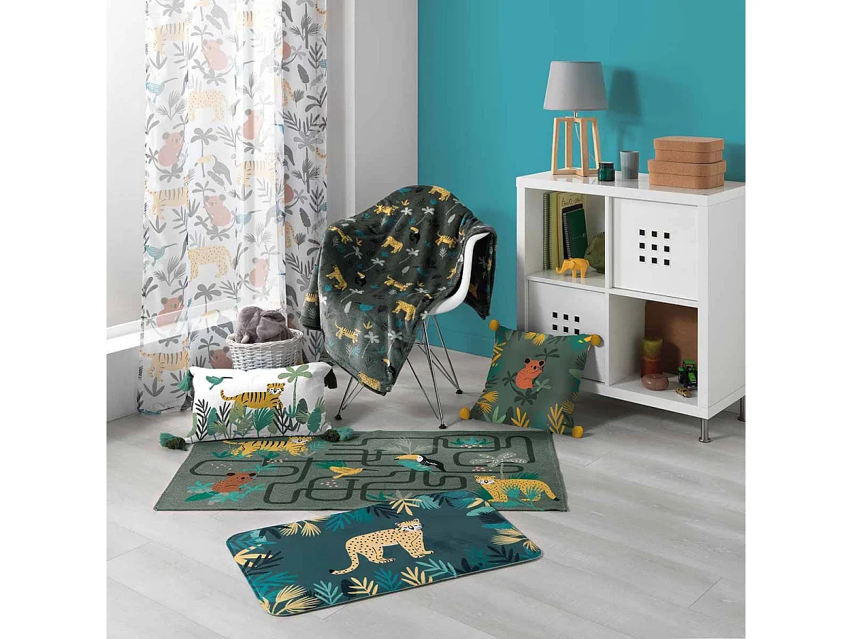 Tapis Enfant Déco "Animaux & Co" 45x75cm Vert