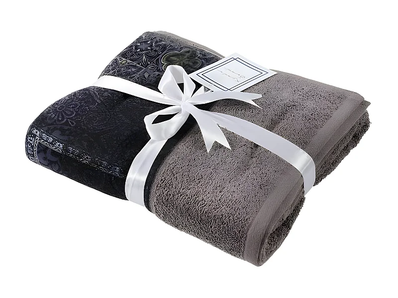 Serviette de Sauna "Medley" 80x200cm Gris & Bleu