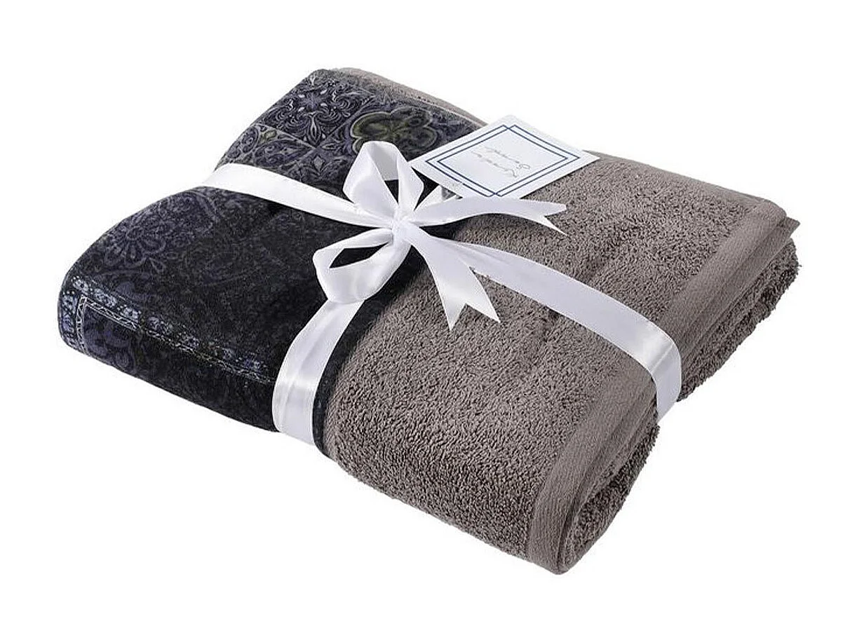 Serviette de Sauna "Medley" 80x200cm Gris & Bleu