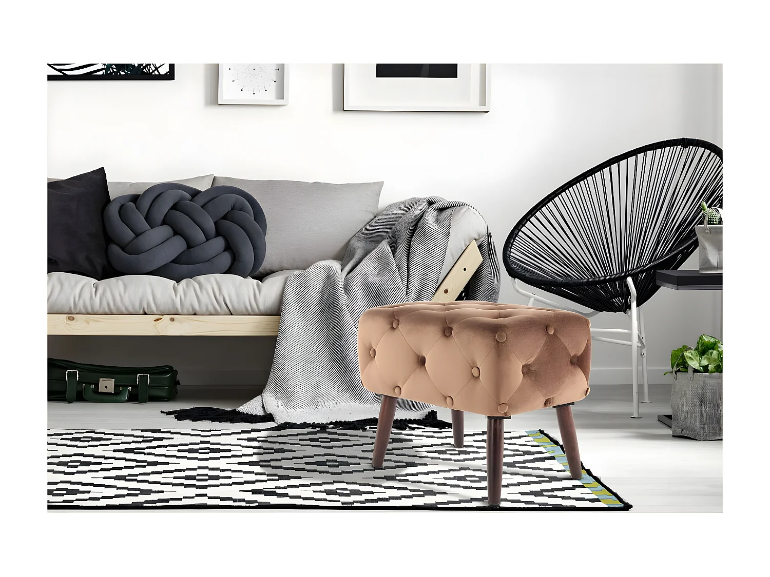 Tabouret en Velours "Piano" 60cm Marron