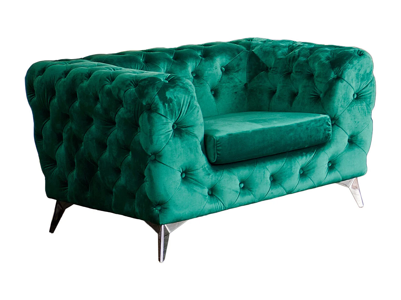 Poltrona Chesterfield - verde velluto - NARLA