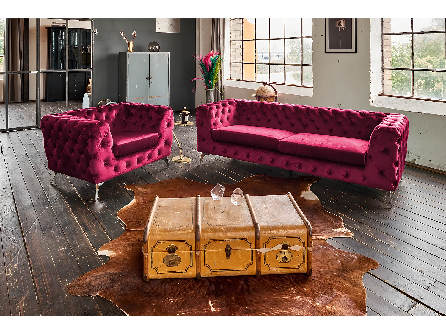 Sessel - Rot Velvet - NARLA