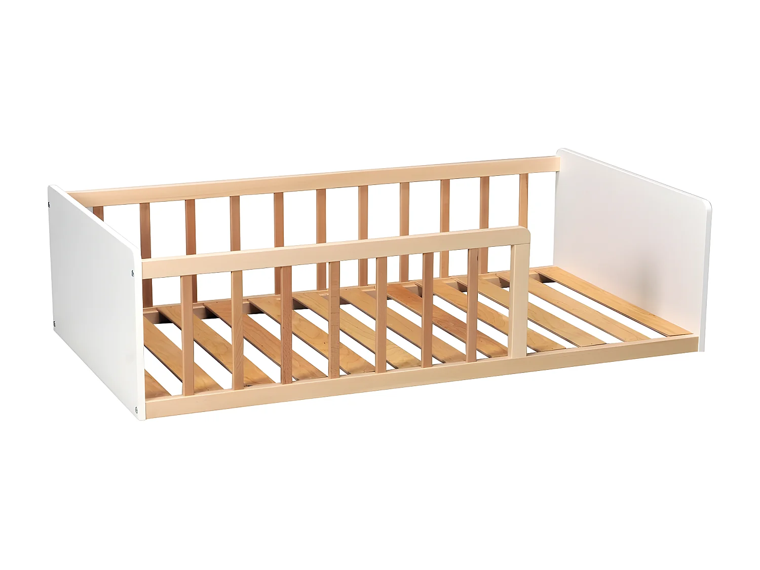 LIT 70x140 PILOU avec sommier / Blanc et Naturel