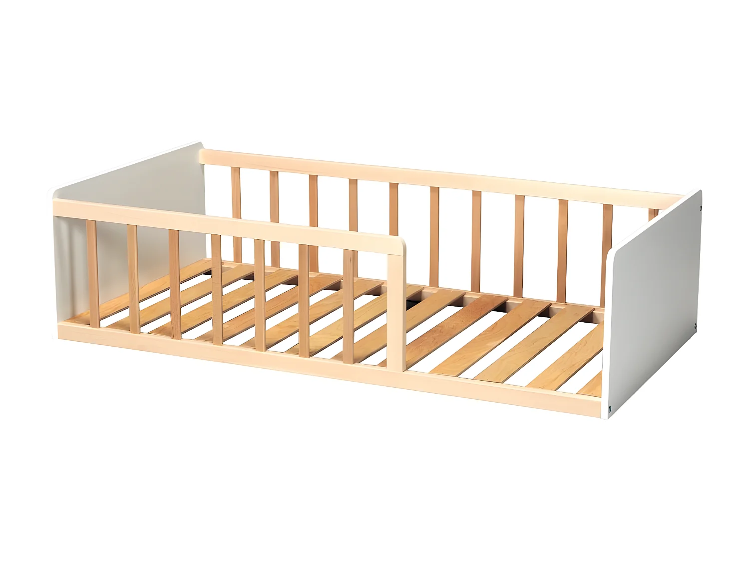 LIT 70x140 PILOU avec sommier / Blanc et Naturel