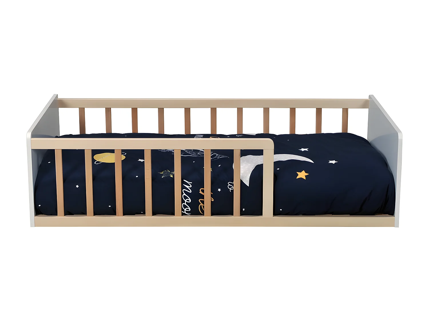 LIT 70x140 PILOU avec sommier / Blanc et Naturel