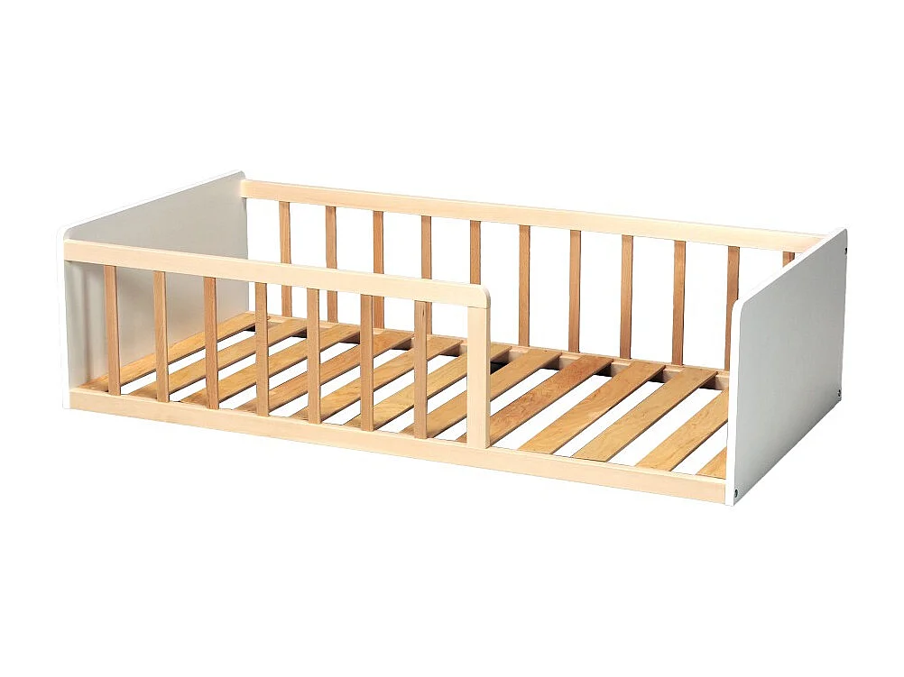 LIT 70x140 PILOU avec sommier / Blanc et Naturel