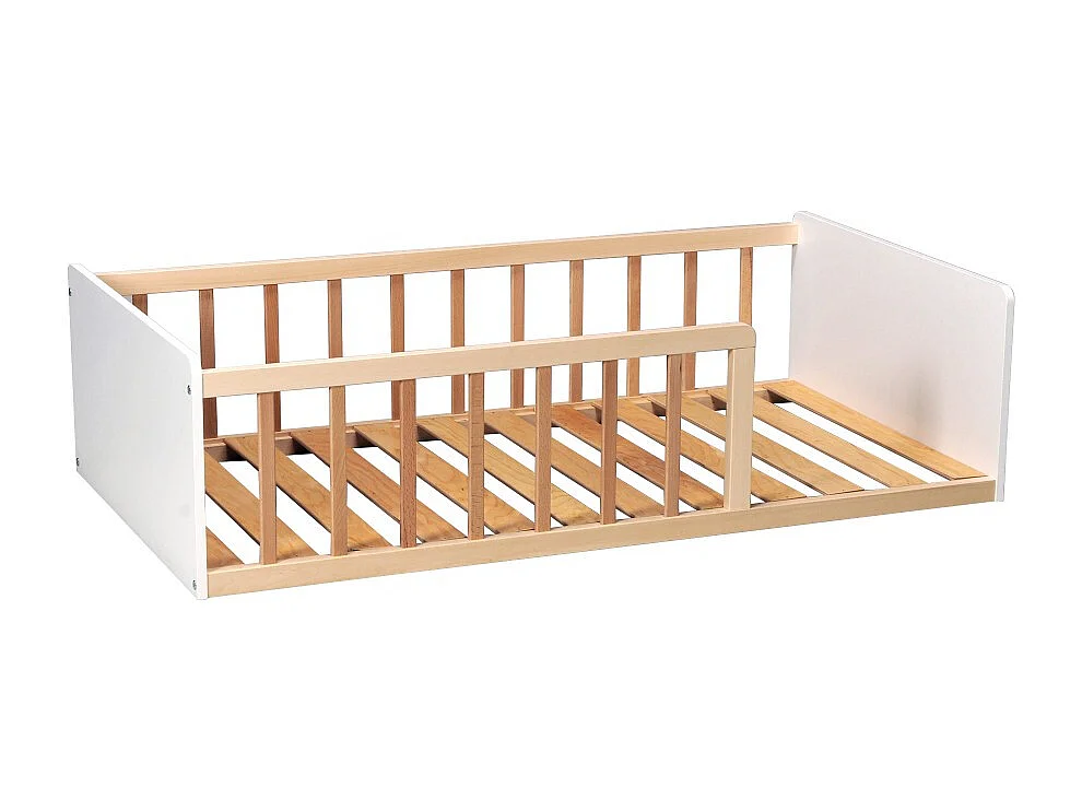 LIT 70x140 PILOU avec sommier / Blanc et Naturel