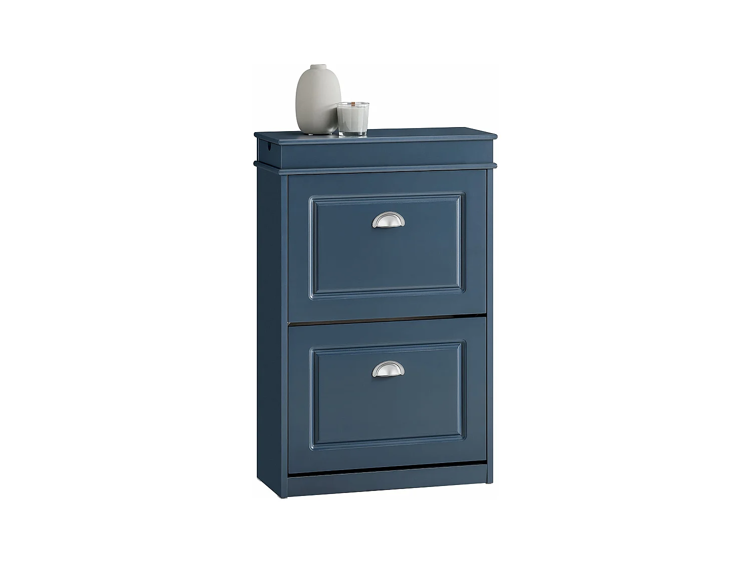 SoBuy FSR78-B Meuble Chaussure, Meuble d'Entrée, Meuble de Rangement à Chaussures Armoire, avec 2 Abattants, 1 Tiroir et 1Crochet