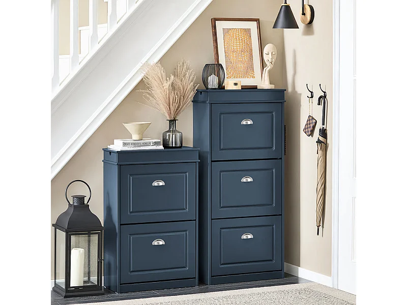 SoBuy FSR94-B Meuble Chaussure, Meuble d'Entrée, Meuble de Rangement à Chaussures Armoire, avec 3 Abattants, 1 Tiroir et 1Crochet | Prévente