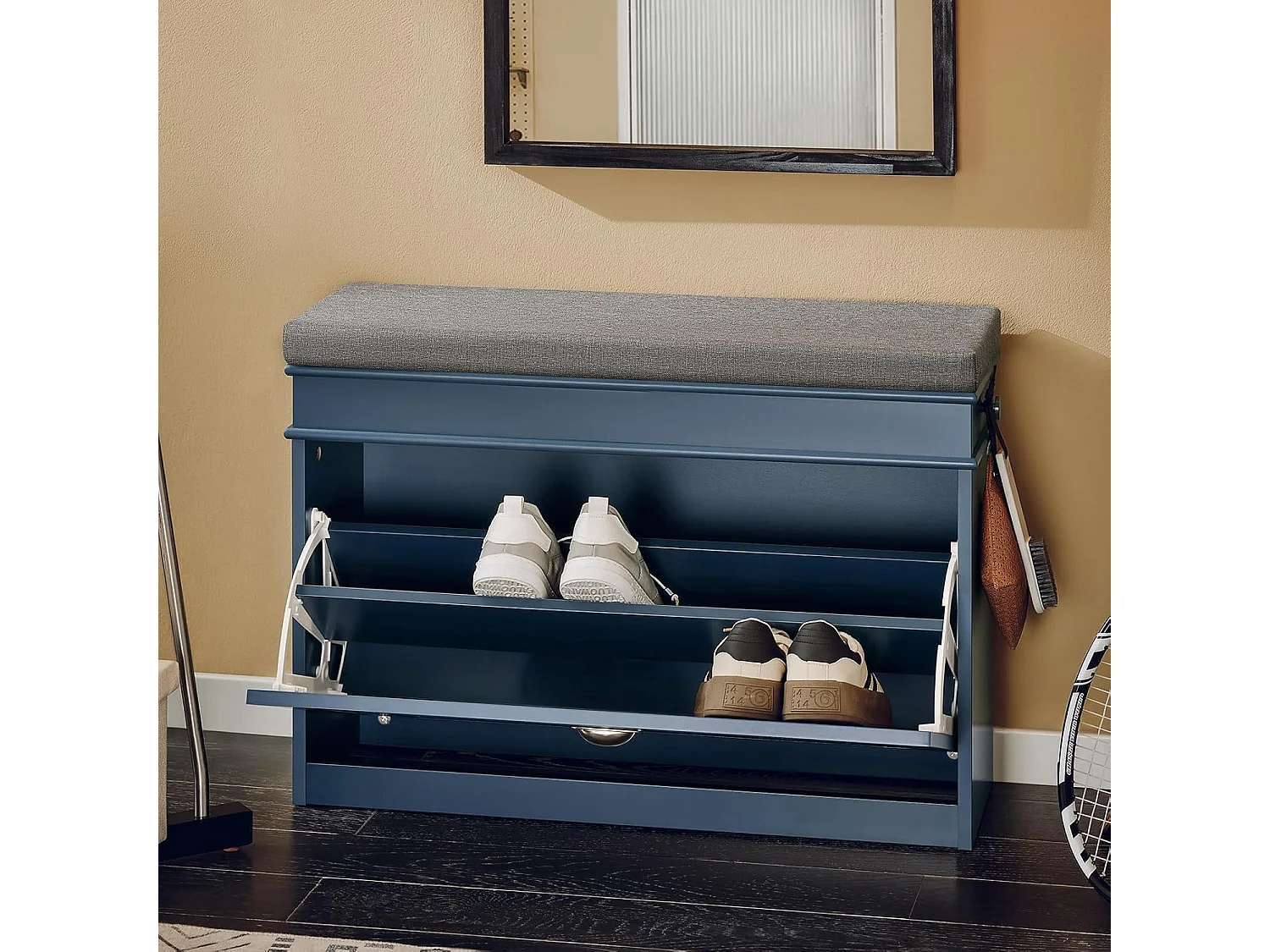 SoBuy Armário de sapatos com prateleira, banco, Banco com sapateira FSR82-L-B