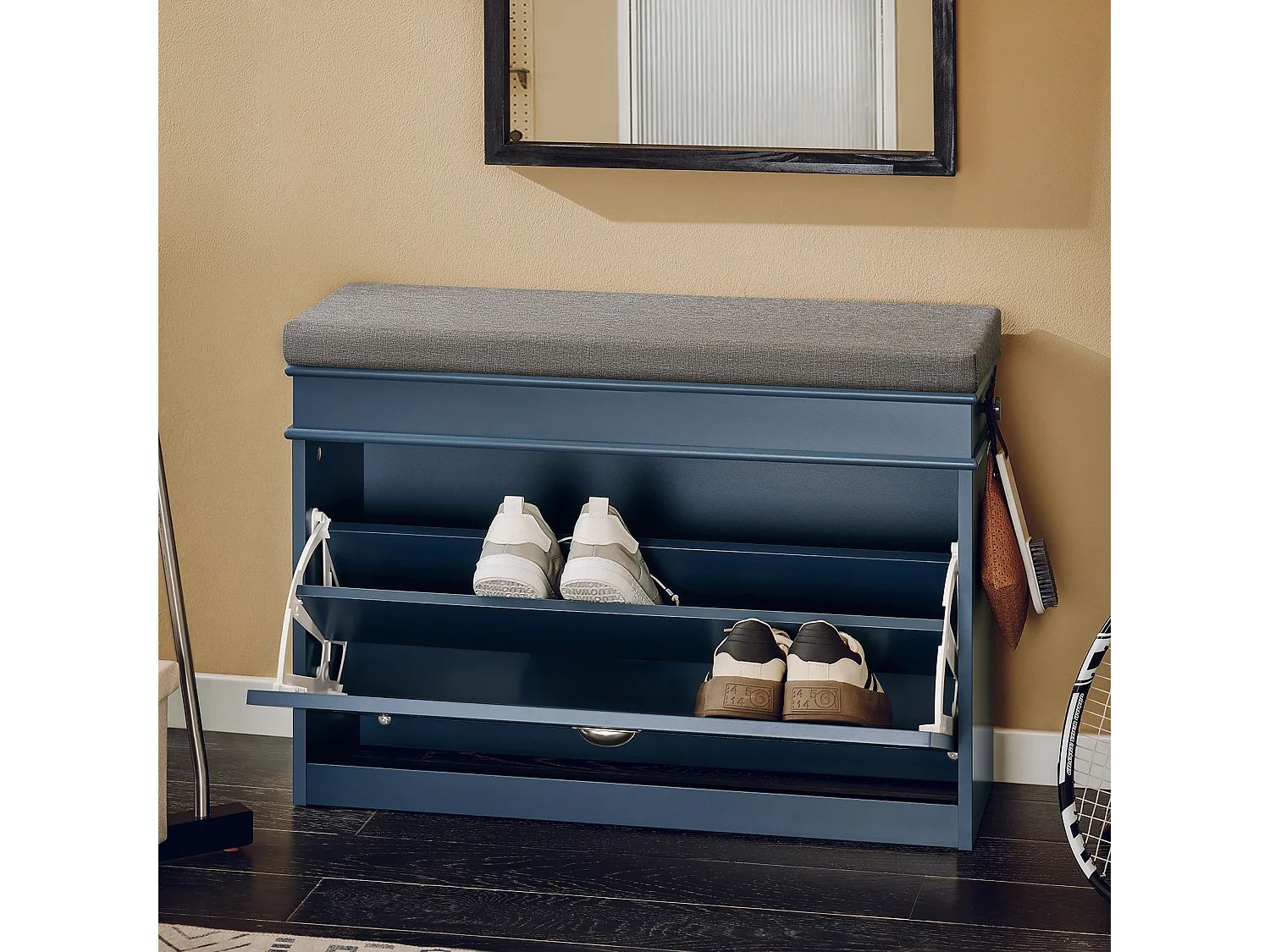 SoBuy Armário de sapatos com prateleira, banco, Banco com sapateira FSR82-L-B