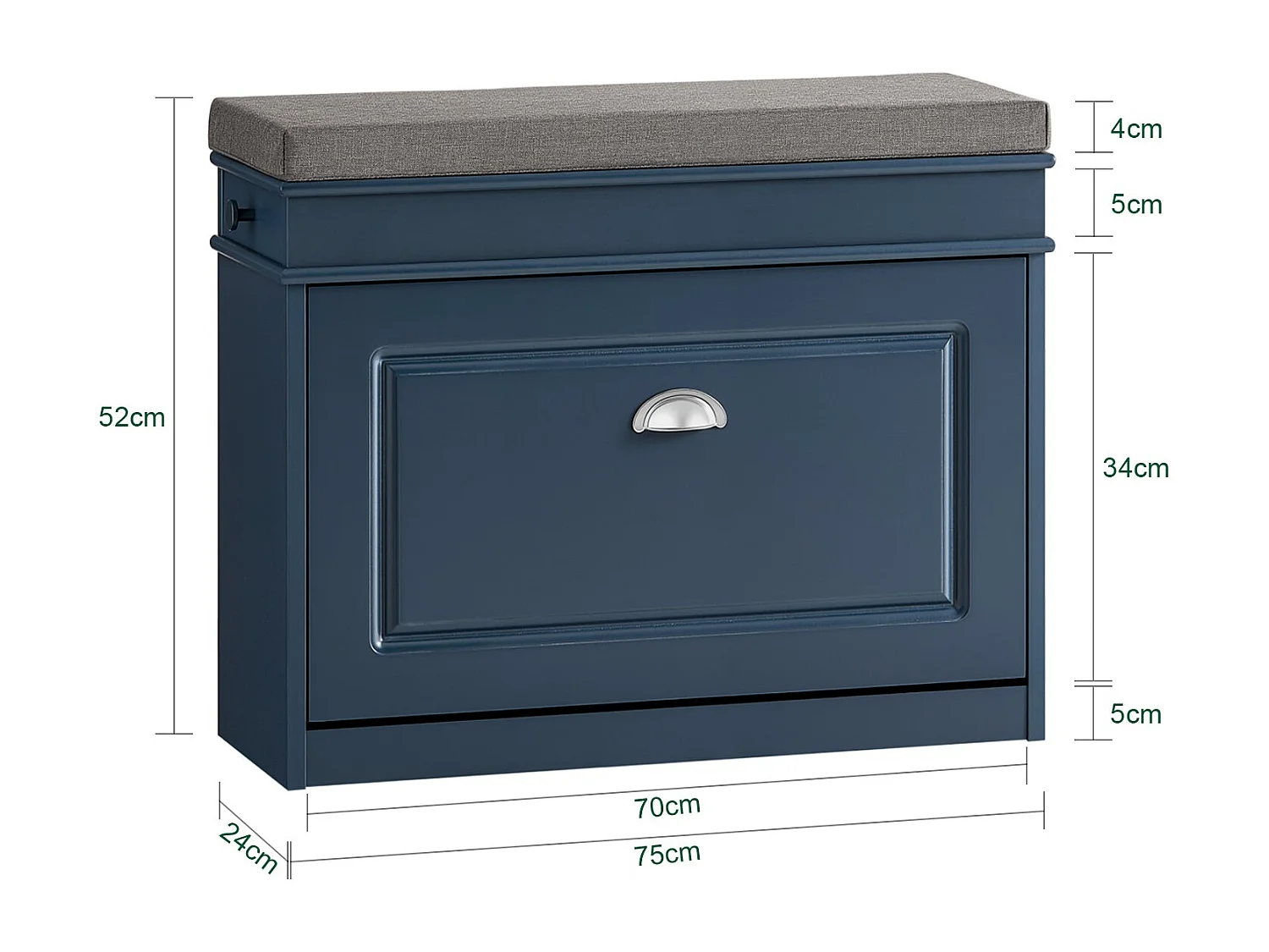 SoBuy FSR82-L-B Banc Chaussures avec 1 Abattants, 1 Coussin, 1 Tiroir et 1 Crochet