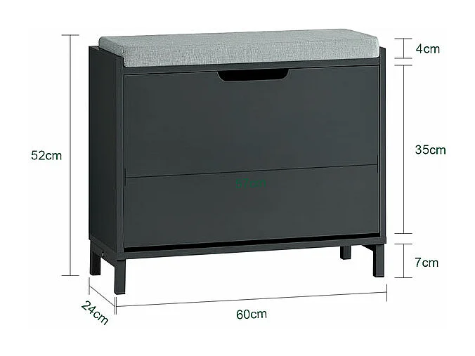 SoBuy Armário de sapatos com prateleira, banco, Banco com sapateira FSR151-K-SCH