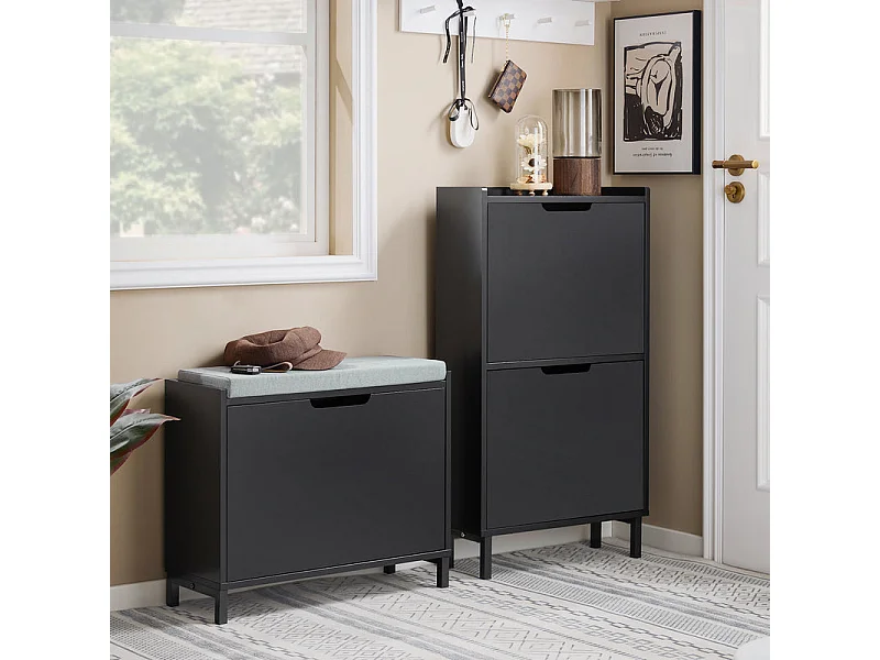 SoBuy Armário de sapatos com prateleira, banco, Banco com sapateira FSR151-K-SCH